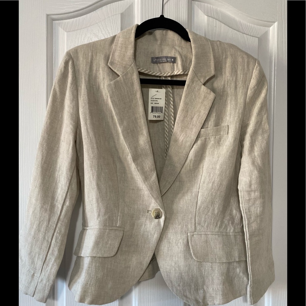 Olivia Moon 3 Quarter Sleeve Linen Blazer M NWT